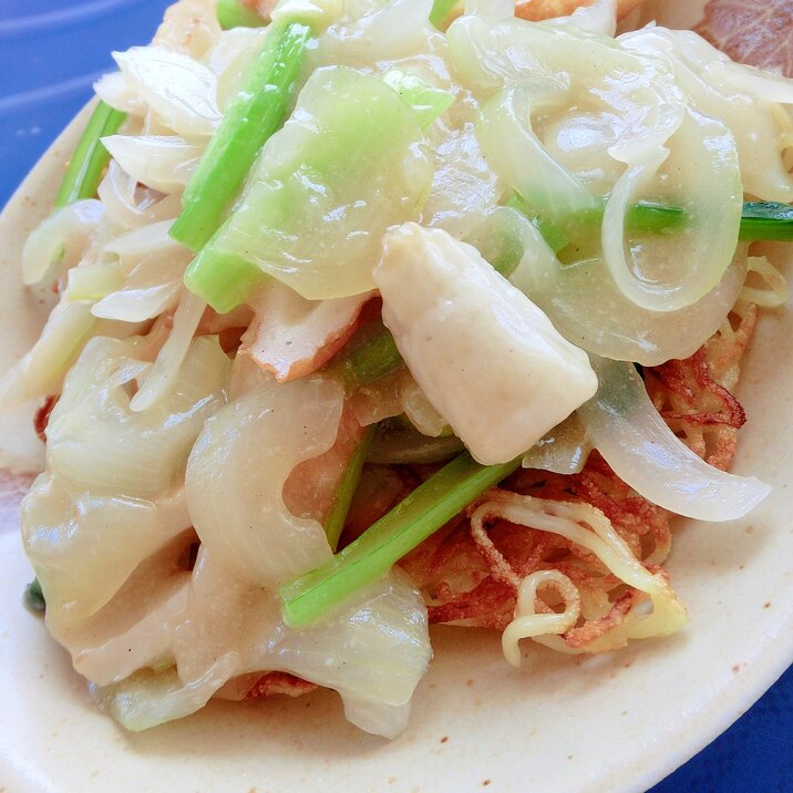 鶏ガラ塩麹スープの素であんかけ焼きそば